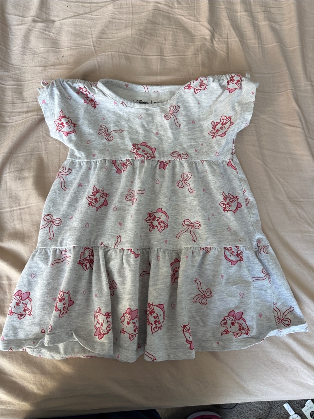 Disney Gray Dress with Pink Cat & Bow Print